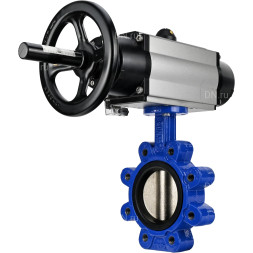 Затвор дисковый поворотный WBV1616E-2W-Fb-H Ду125 Ру16 LUG корпус - чугун QT450, диск - чугун QT450, уплотнение - EPDM, с пневмоприводом PA-DA-105-1 и пневмораспределителем 4M310-08 AC220V