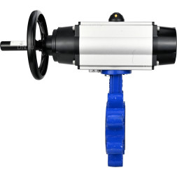 Затвор дисковый поворотный WBV1616N-2W-Fb-H Ду125 Ру16 LUG корпус - чугун QT450, диск - чугун QT450, уплотнение - NBR, с пневмоприводом PA-DA-105-1 и пневмораспределителем 4M310-08 DC24V