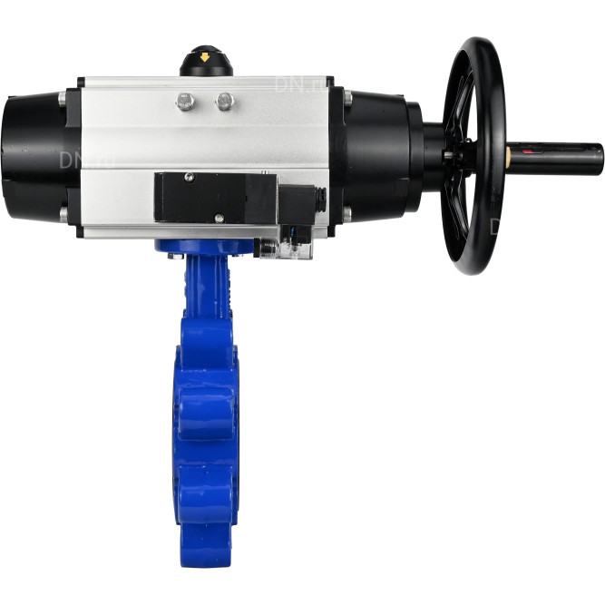 Затвор дисковый поворотный WBV1616N-2W-Fb-H Ду125 Ру16 LUG корпус - чугун QT450, диск - чугун QT450, уплотнение - NBR, с пневмоприводом PA-DA-105-1 и пневмораспределителем 4M310-08 DC24V в Алматы
