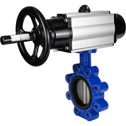 Затвор дисковый поворотный WBV1631N-2W-Fb-H Ду125 Ру16 LUG корпус - чугун QT450, диск - нержавеющая сталь 304, уплотнение - NBR, с пневмоприводом PA-DA-105-1 и пневмораспределителем 4M310-08 DC24V