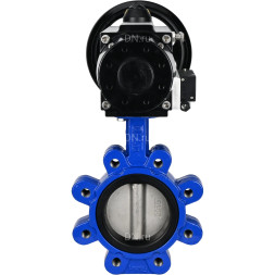Затвор дисковый поворотный WBV1631N-2W-Fb-H Ду125 Ру16 LUG корпус - чугун QT450, диск - нержавеющая сталь 304, уплотнение - NBR, с пневмоприводом PA-DA-105-1 и пневмораспределителем 4M310-08 DC24V