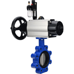 Затвор дисковый поворотный WBV1631E-2W-Fb-H Ду150 Ру16 LUG корпус - чугун QT450, диск - нержавеющая сталь 304, уплотнение - EPDM, с пневмоприводом PA-DA-105-1, пневмораспределителем 4M310-08 DC24V и БПВ AFC2000