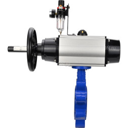 Затвор дисковый поворотный WBV1631E-2W-Fb-H Ду150 Ру16 LUG корпус - чугун QT450, диск - нержавеющая сталь 304, уплотнение - EPDM, с пневмоприводом PA-DA-105-1, пневмораспределителем 4M310-08 DC24V и БПВ AFC2000
