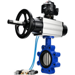 Затвор дисковый поворотный WBV1631E-2W-Fb-H Ду150 Ру16 LUG корпус - чугун QT450, диск - нержавеющая сталь 304, уплотнение - EPDM, с пневмоприводом PA-DA-105-1, пневмораспределителем 4V320-08 AC220V и БКВ APL-510N EX