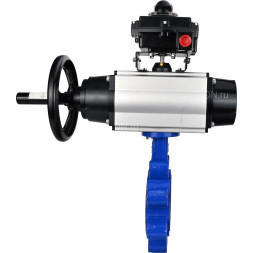 Затвор дисковый поворотный WBV1616N-2W-Fb-H Ду125 Ру16 LUG корпус - чугун QT450, диск - чугун QT450, уплотнение - NBR, с пневмоприводом PA-DA-105-1, пневмораспределителем 4M310-08 AC220V и БКВ APL-410N EX