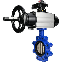 Затвор дисковый поворотный WBV1616E-2W-Fb-H Ду125 Ру16 LUG корпус - чугун QT450, диск - чугун QT450, уплотнение - EPDM, с пневмоприводом PA-DA-105-1, пневмораспределителем 4M310-08 AC220V и БКВ APL-210N