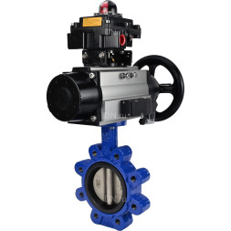 Затвор дисковый поворотный WBV1616E-2W-Fb-H Ду125 Ру16 LUG корпус - чугун QT450, диск - чугун QT450, уплотнение - EPDM, с пневмоприводом PA-DA-105-1, пневмораспределителем 4M310-08 DC24V и БКВ APL-410N EX