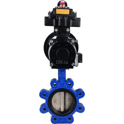 Затвор дисковый поворотный WBV1616E-2W-Fb-H Ду125 Ру16 LUG корпус - чугун QT450, диск - чугун QT450, уплотнение - EPDM, с пневмоприводом PA-DA-105-1, пневмораспределителем 4M310-08 DC24V и БКВ APL-410N EX