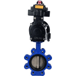 Затвор дисковый поворотный WBV1616N-2W-Fb-H Ду125 Ру16 LUG корпус - чугун QT450, диск - чугун QT450, уплотнение - NBR, с пневмоприводом PA-DA-105-1, пневмораспределителем 4M310-08 AC220V, БКВ APL-410N EX и БПВ AFC2000