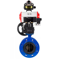 Затвор дисковый поворотный WBV1331E-2W-F-H Ду100 Ру16 фланцевый, корпус - чугун GGG40, диск - нержавеющая сталь 304, EPDM, с пневмоприводом PA-DA-105, пневмораспределителем 4M310-08 DC24V, БКВ APL-510N EX и ручным дублером MON3-700-T38-ISO