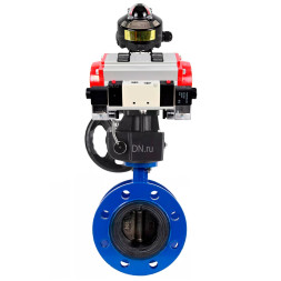 Затвор дисковый поворотный WBV1331E-2W-F-H Ду100 Ру16 фланцевый, корпус - чугун GGG40, диск - нержавеющая сталь 304, EPDM, с пневмоприводом PA-DA-105, пневмораспределителем 4V320-10 AC220V, БКВ APL-510N EX и ручным дублером MON3-700-T38-ISO