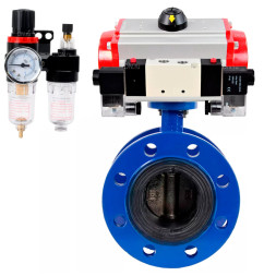Затвор дисковый поворотный WBV1331E-2W-F-R Ду250 Ру16 фланцевый, корпус - чугун GGG40, диск - нержавеющая сталь 304, уплотнение - EPDM, с пневмоприводом PA-DA-210, пневмораспределителем 4V320-10 AC220V и БПВ AFC2000