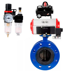 Затвор дисковый поворотный WBV1331E-2W-F-H Ду100 Ру16 фланцевый, корпус - чугун GGG40, диск - нержавеющая сталь 304, EPDM, с пневмоприводом PA-DA-105, пневмораспределителем 4M310-08 AC220V, БКВ APL-410N EX и БПВ AFC2000