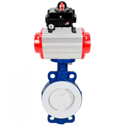 Затвор дисковый поворотный WBV3434Pf-2W-Fb-R Ду200 Ру16 корпус - углеродистая сталь WCB, диск - углеродистая сталь WCB, футерованный PTFE, уплотнение - PTFE, с пневмоприводом PA-DA-105 и БКВ APL-410N EX