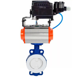 Затвор дисковый поворотный WBV3434Pf-2W-Fb-R Ду150 Ру16 корпус - углеродистая сталь WCB, диск - углеродистая сталь WCB, футерованный PTFE, уплотнение - PTFE, с пневмоприводом PA-DA-105 и позиционером YT-1000RSN с обратной связью
