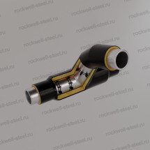 Тройниковое ответвление с переходом, 76х3,5 - 57x3,5 - 57x3,5 Ст 10 — Ст 20 (ГОСТ 10704-91/10705-80) - ППУ ПЭ