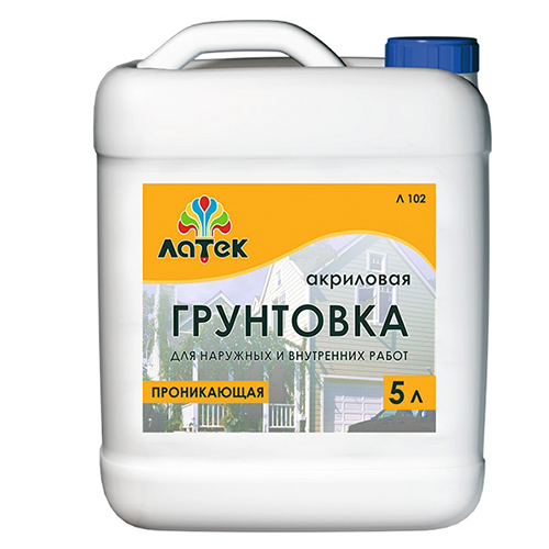Грунтовка проникающая для наружных и внутренних работ "ЛАТЕК" 5л. Л 102/100