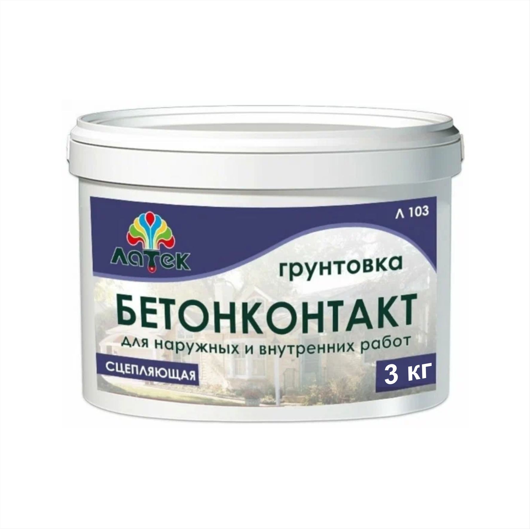 Бетонконтакт грунтовка сцепляющая для нар. и внутр. работ "ЛАТЕК" 3кг. Л 103/100