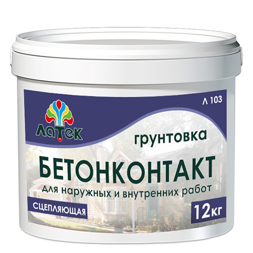 Бетонконтакт грунтовка сцепляющая для нар. и внутр. работ "ЛАТЕК" 6кг. Л 103/80