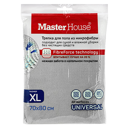 Тряпка для пола из микрофибры Master House XL 70х80см (цвет. ассортимент) 60178