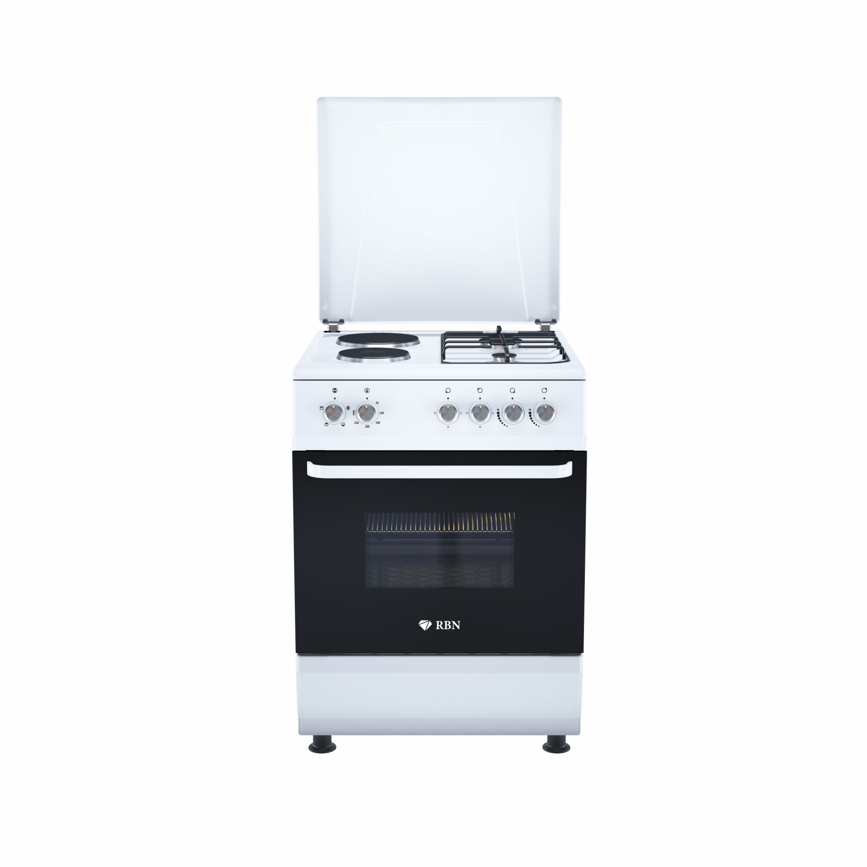 Плита RBN 60х60см 2 газ+2 электро белая FS6222MFZW_газ.духовка