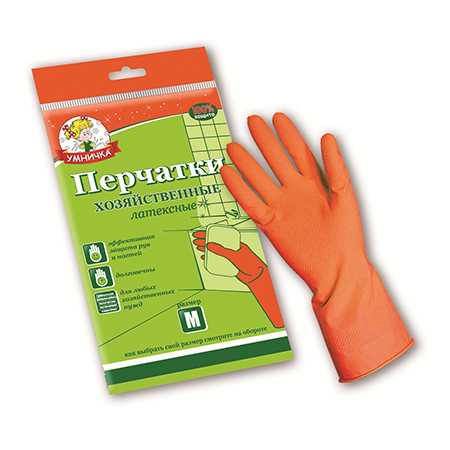 Перчатки латексные Умничка, оранжевый (размер S) K12MPU-S