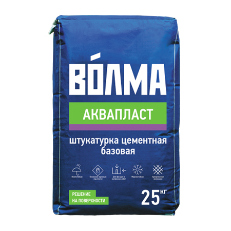 Штукатурка цементная ручного нанесения для наружных и внутренних работ Волма Аквапласт 25кг 1/56