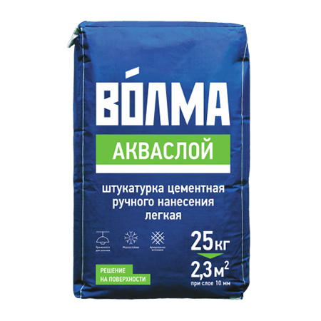Штукатурка цементная механического нанесения для внутренних работ Волма Акваслой 25кг 1/48