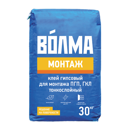 Сухая монтажная смесь гипсовая Волма Монтаж 30кг 1/45