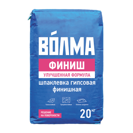 Шпаклёвка финишная гипсовая для стен и потолков Волма Финиш 20кг 1/63