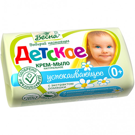 Мыло детское успокаивающее "С экстрактом ромашки" Весна 90г 6100