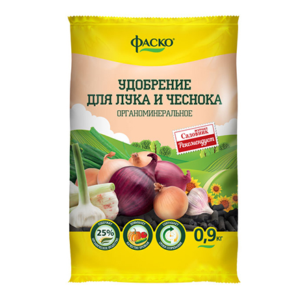 Удобрение сухое Фаско органоминеральное для Лука и чеснока гранулированное 0,9 кг
