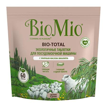 Таблетки для посудомоечных машин с масло эвкалипта BioMio Bio-total (60шт.)