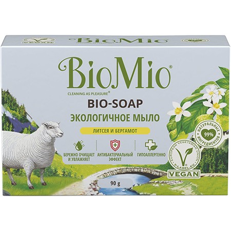 Мыло туалетное "Литсея и бергамот" BioMio Bio-soap 90г