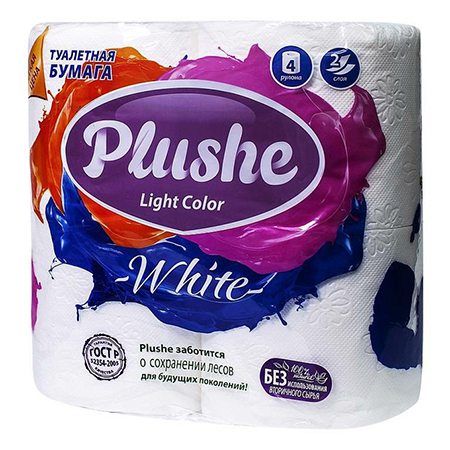 Бумага туалетная Plushe Light White 2-сл (4 рул.) 0021УТ