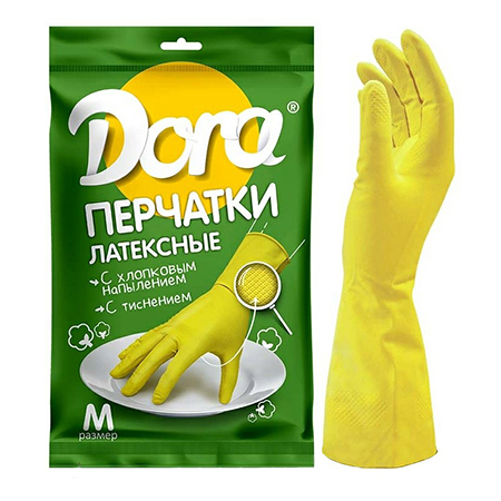 Перчатки латексные с х/б напылением Dora (размер M) 2004-001M