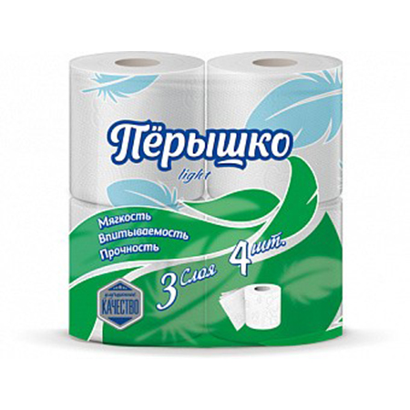 Бумага туалетная Перышко Light 3сл (4 рул.) КИ-6697