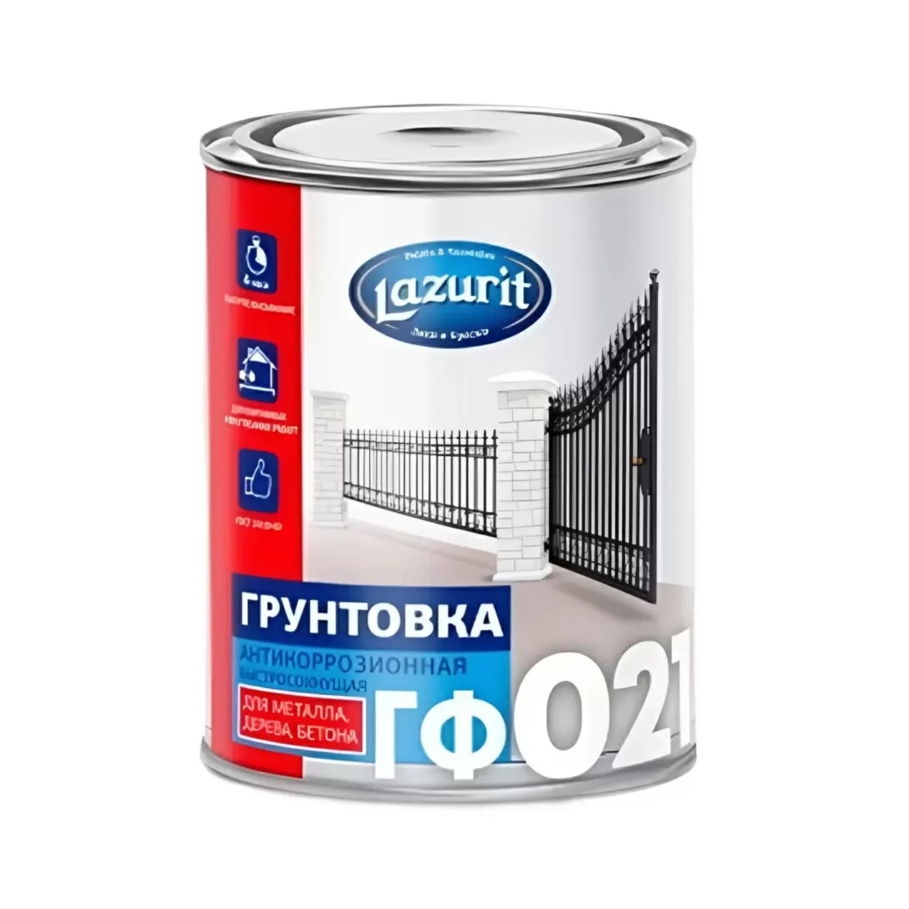 Грунтовка антикоррозионная Lazurit для наружных и внутренних работ 2кг серая ГФ-021/6