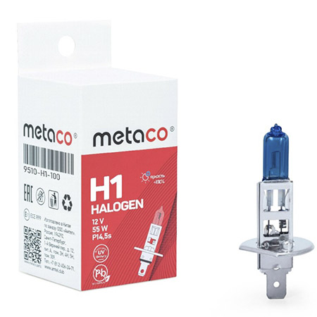 Лампа H1 12V-55W галогенная Metaco (арт. 9510-H1-100) цвет синий