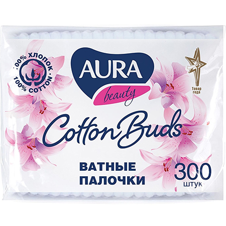 Ватные палочки Aura 300 шт. 04565/58820