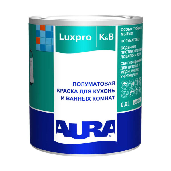 Краска для кухонь и ванных полуматовая "AURA Luxpro Kitchen & Bathroom база TR" 0,9л