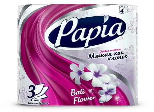 Бумага туалетная Papia Цветы Бали 3-х сл. (4 рул.)