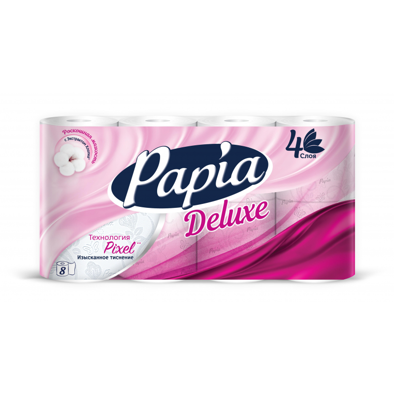 Бумага туалетная Papia Deluxe 4-х сл. (8 рул.)