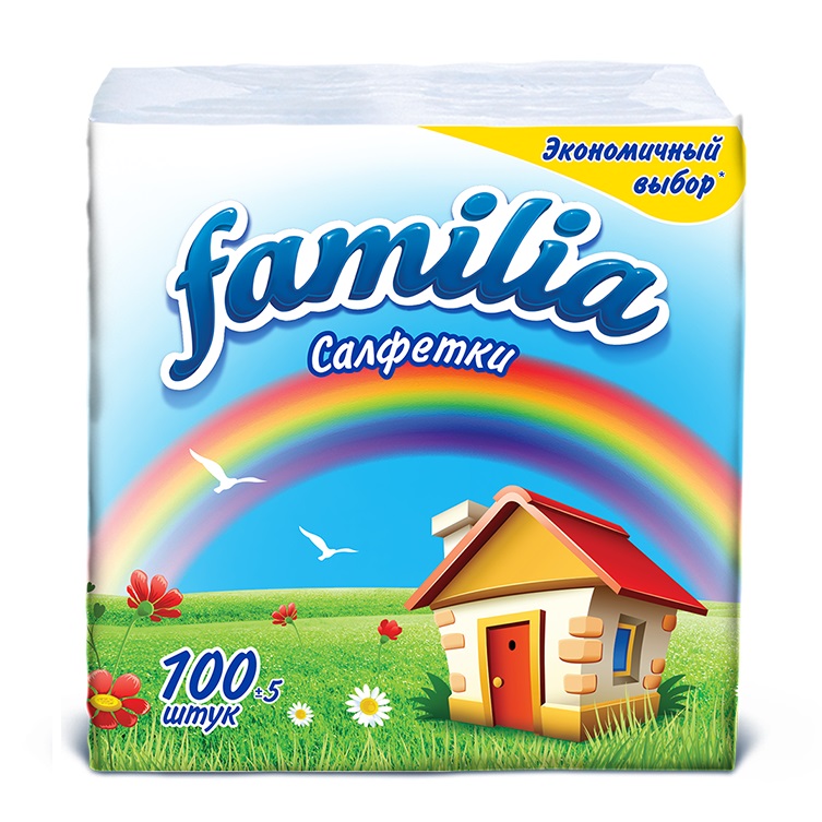 Салфетки бумажные Familia Радуга/Comfort (100шт.) 5039302/5098969