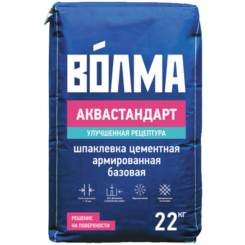 Смесь сухая цементная шпаклевочная Волма Аквастандарт 22кг/56