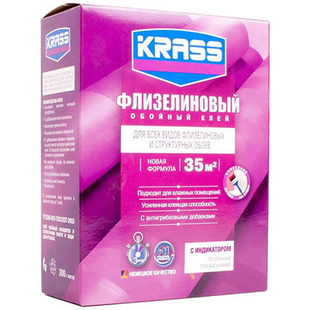 Клей для всех видов флизелиновых и структурных обоев KRASS Флизелиновый 300г./12
