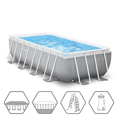 Intex, Каркасный бассейн Prism Frame 488х244х107см, 10874л, фил.-насос 3785л\ч, лестница, тен