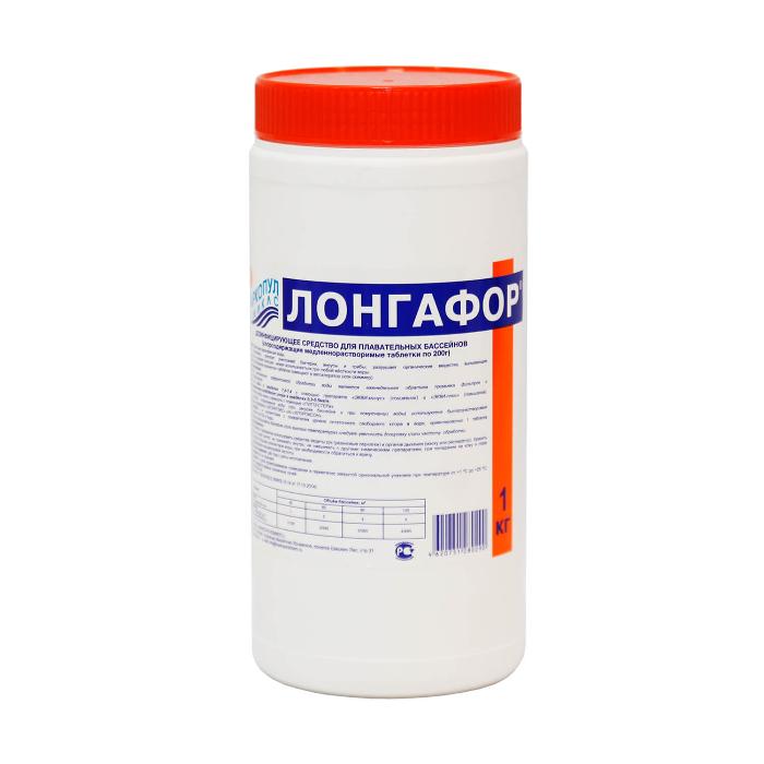 Маркопул Кемиклс, ЛОНГАФОР, 1кг банка, табл.200гр, медленнорастворимый хлор для непрерывной дез
