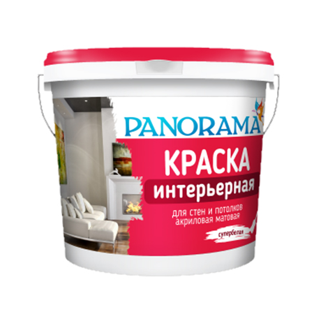 Краска интерьерная для стен и потолков супербелая "Panorama" 7кг