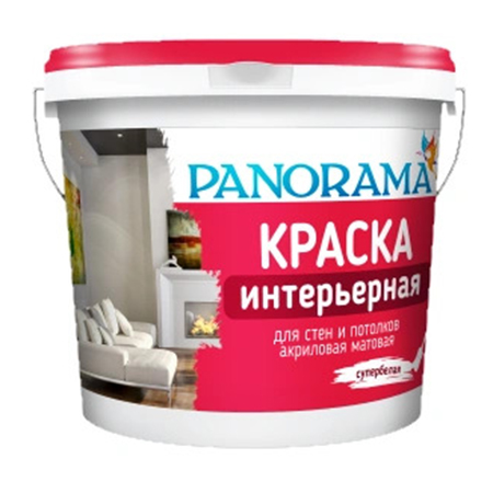 Краска интерьерная для стен и потолков супербелая "Panorama" 13кг.